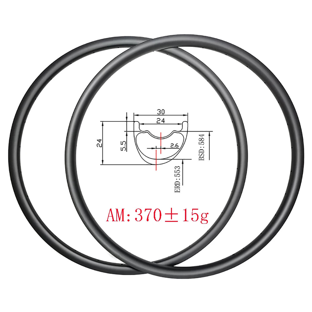 MTB AM ENDURO Bike 27.5er 30x24mm Tubeless Asymmetric Carbon Rims 24H 28H 32H