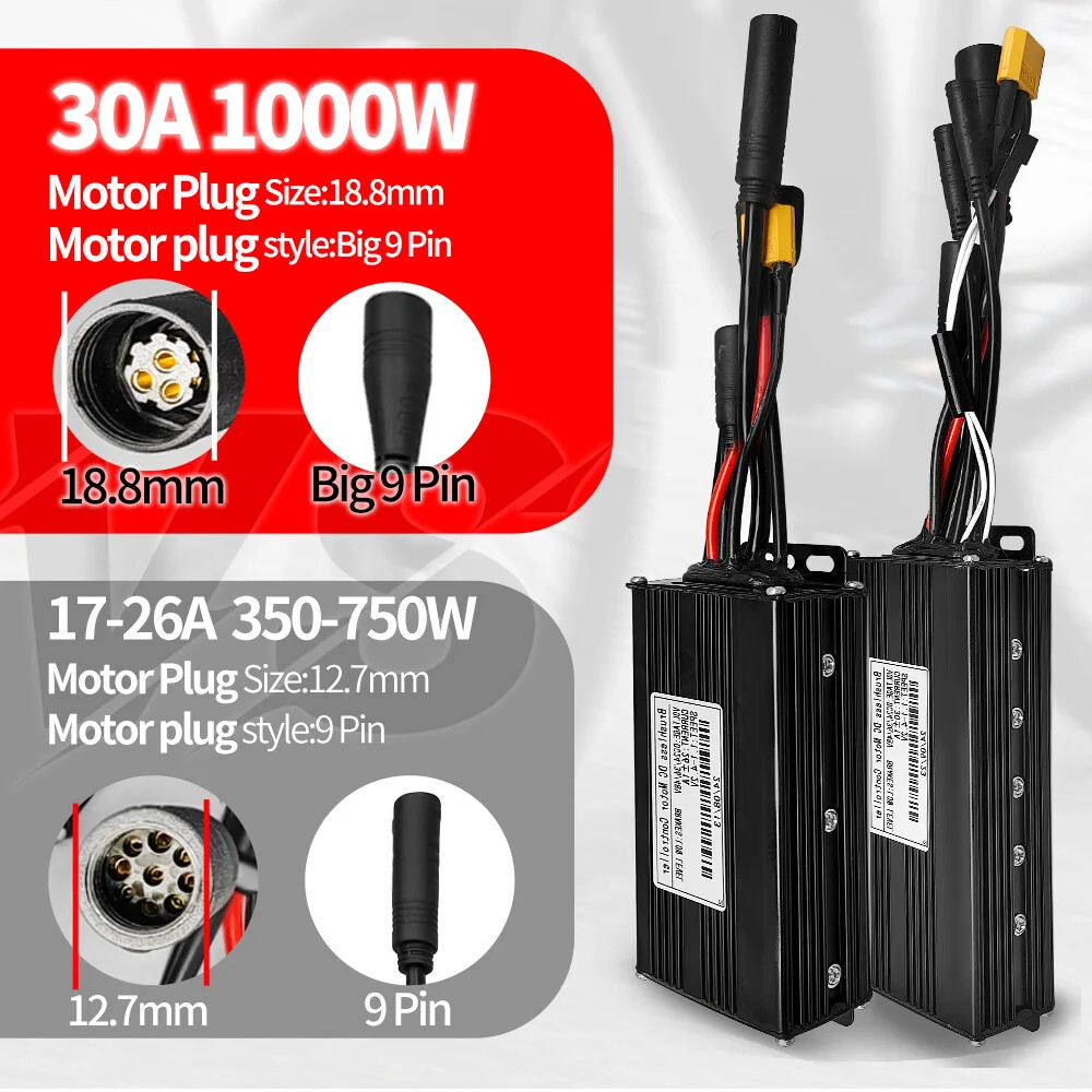 E-bike 36V/48V 17A 40A Three-Mode Sine Wave Controller with 866 LCD Display