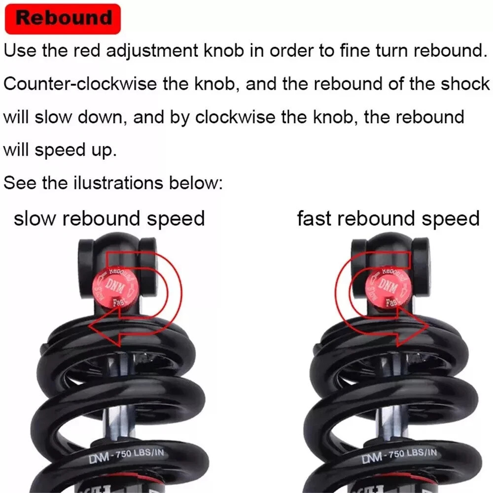 DNM DV22AR Mountain Bike Bicycle Coil Spring Rear Shock 165 x 35mm 750 lbs.