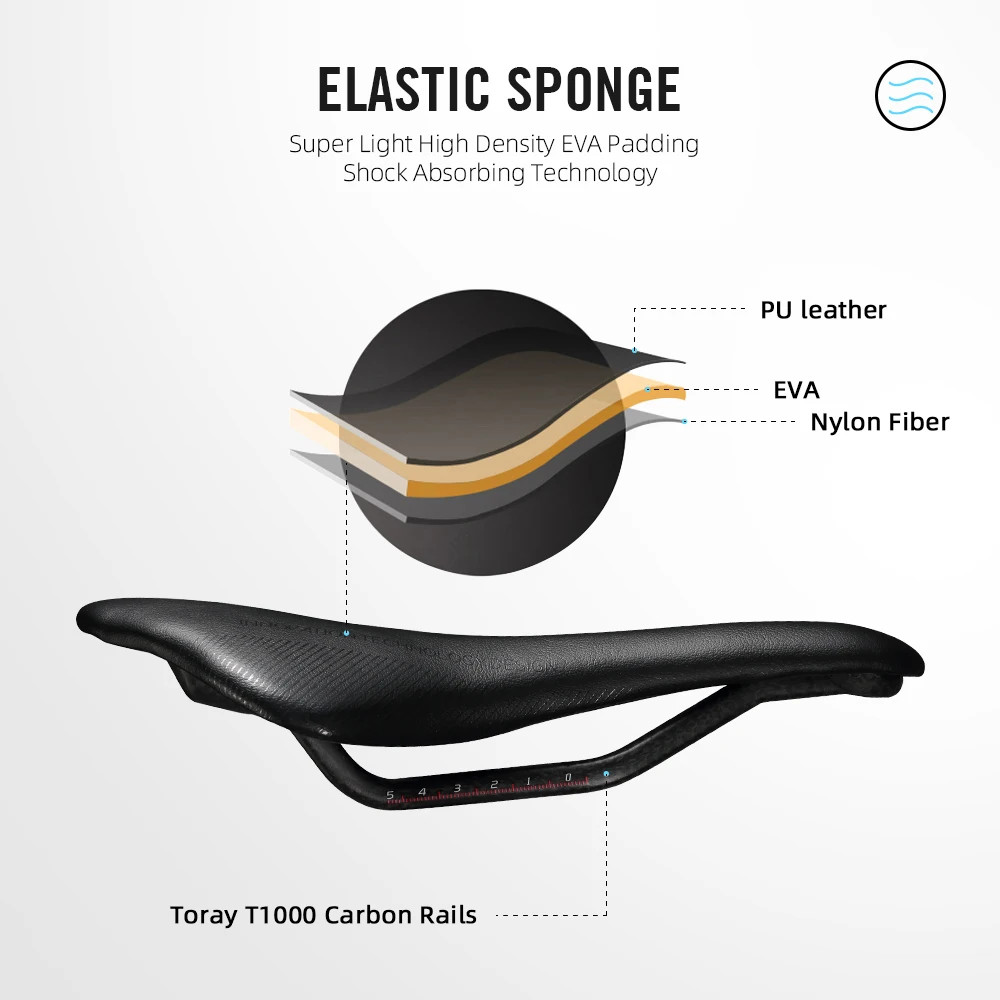 RYET Carbon Fiber Bike Saddle Ultralight Road MTB Racing Seat 240mm Black