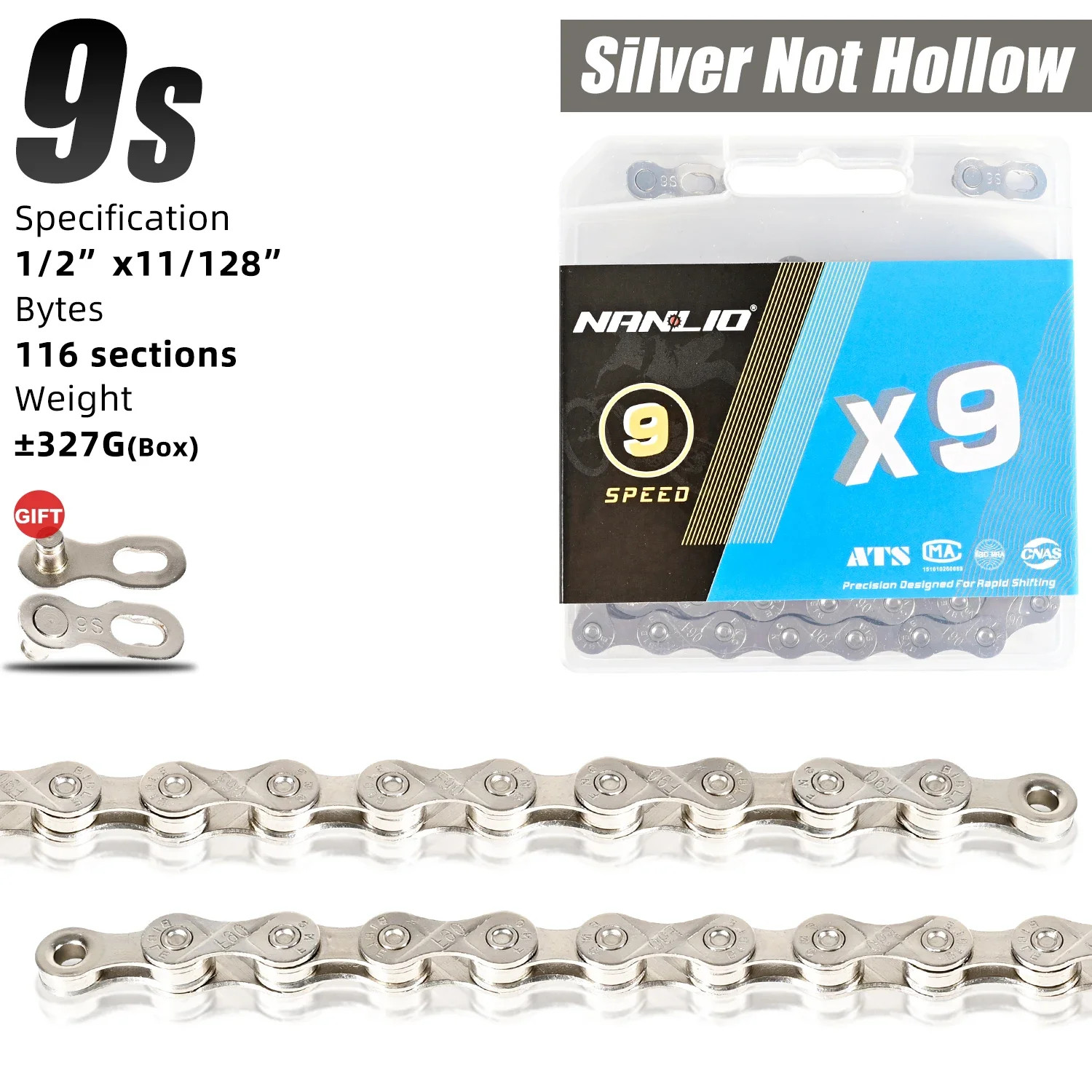 Nanlio X8 X9 X10 X11 X12 Speed Bike Chain 116/126L MTB Road Bicycle Chain