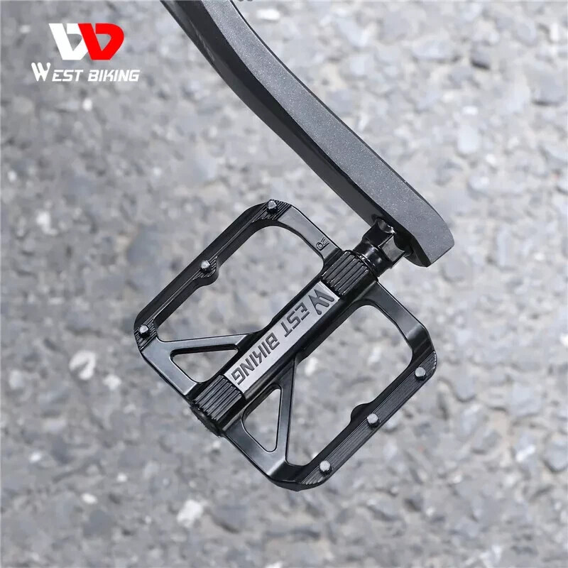 West Biking 9/16 Bicycle Pedals DU Bearing Aluminum Bicycle Pedals in Black