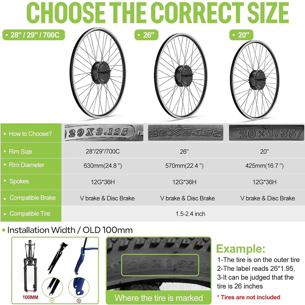 48V500W Bafang Front Wheel Hub Motor 20″26″700C Electric Bike Conversion Kits US
