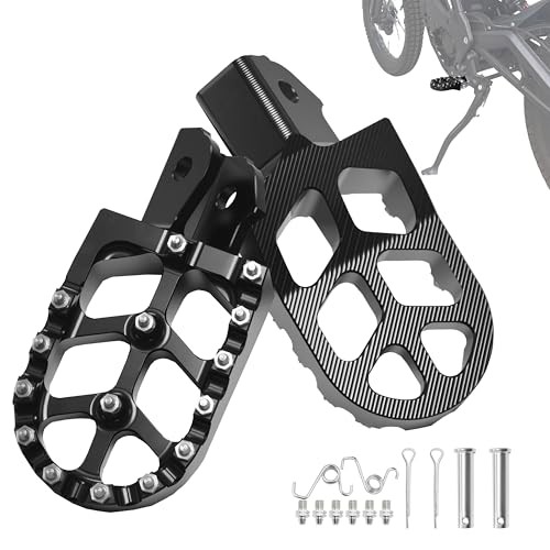 CNC Dirt Bike Foot Pegs – Wider Electric Bike Footpegs with Springs Black