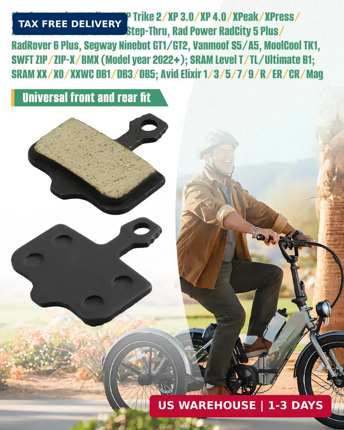 Brake Pads for Lectric XP Trike/Xpeak/Xpress/Xpedition/XP Lite/XP, Rear Front…