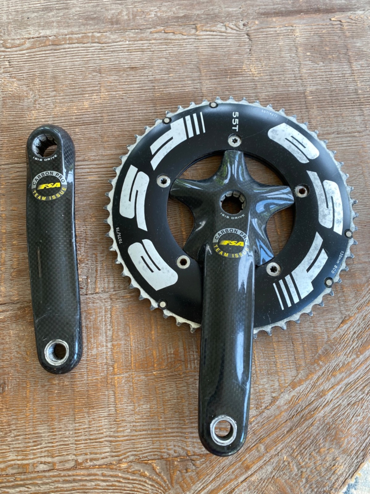 FSA Team Issue Carbon Pro ISIS Crankset Pair 175mm 130mm BCD 53T 7075 Carbon