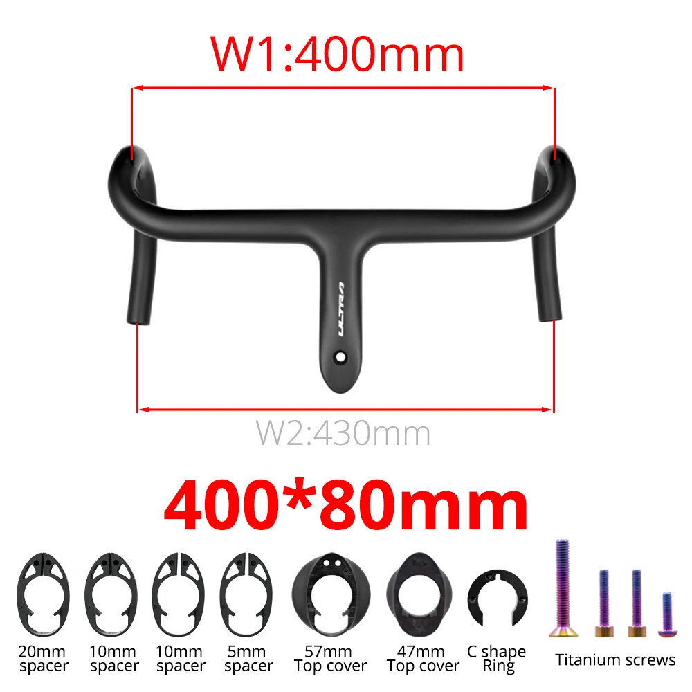 Lightweight Carbon Road Bike Integrated Handlebar 360mm-440mm with Mount 28.6mm
