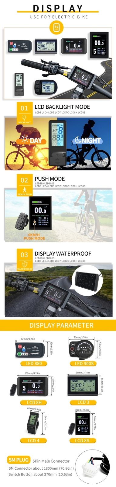 MTB Ebike KT Controller LCD LED Display 36V/48V 250W-1500W Electric Bicycle Part