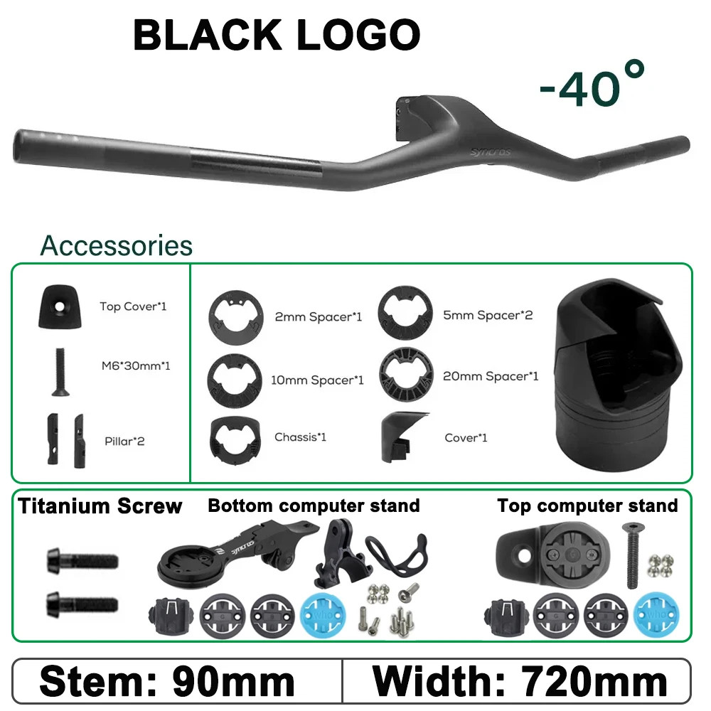 Full Carbon Fibre MTB Handlebar -40 Degree Internal Cable Integrated Cockpit