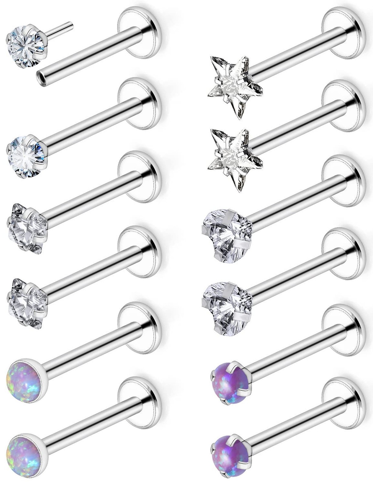 16G 18G 20G Push in Threadless Nose Stud Surgical Steel Medusa Piercing Jewel…