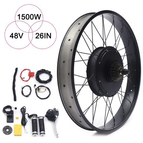 26″ Rear Hub Motor LCD E-Bike Electric Bicycle Conversion Kit Fat Tire 48V 1500W