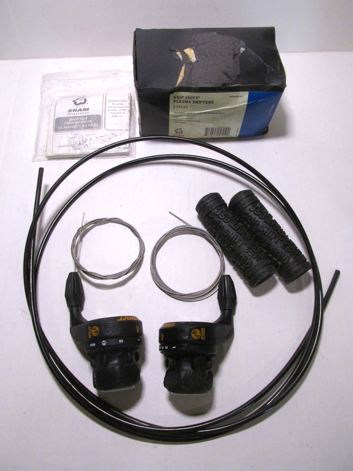 VTG 1995 SRAM Grip Shift Plasma Shifters 3 x 8 Speed + Black Cable Housing – NOS
