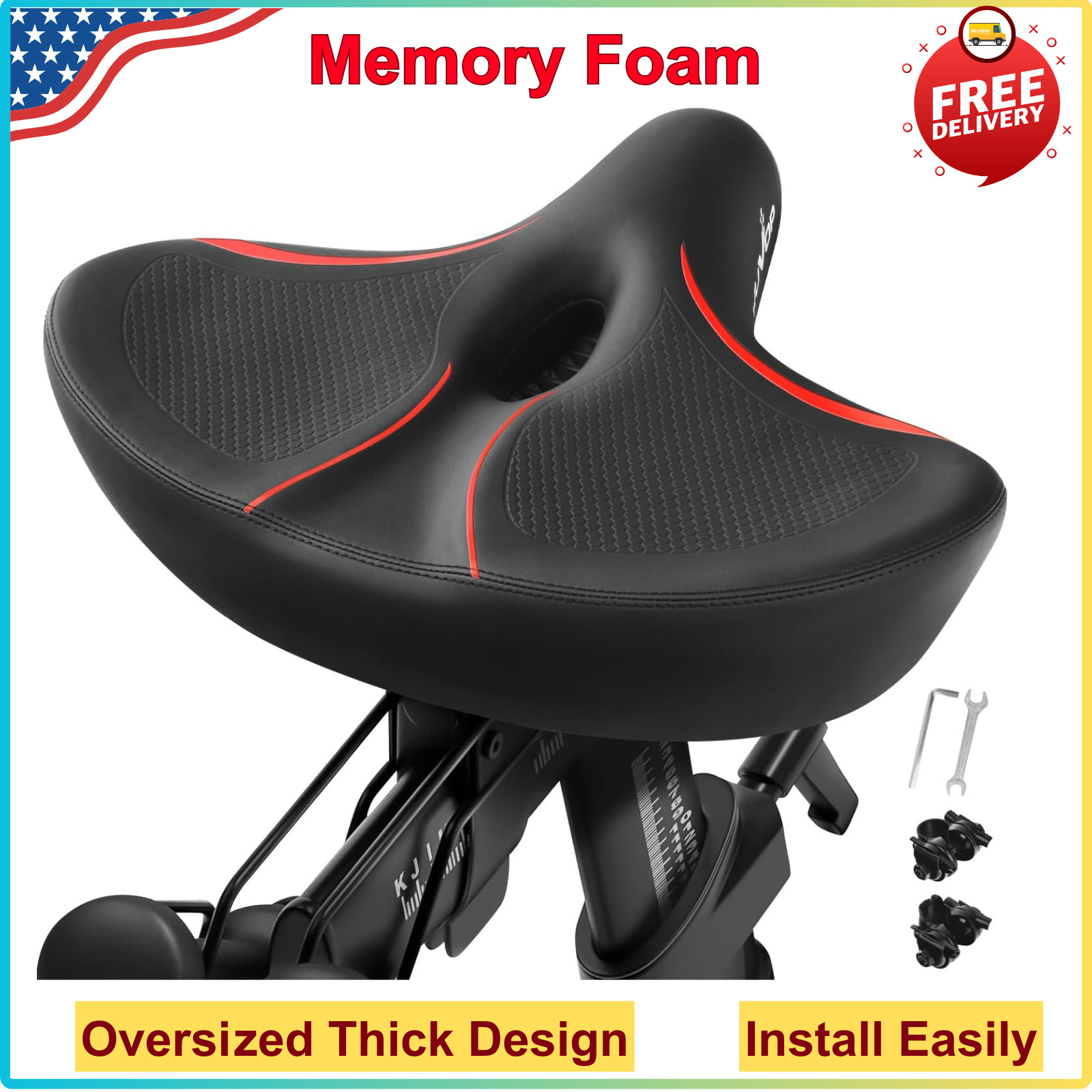 Oversized Bike Seat Compatible with Peloton – Comfort Bicycle Seat Replacement