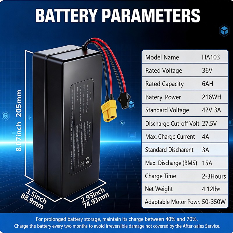 36V 6AH Electric Bike Battery HA103 2 wire Genuine 350w for Jetson Bolt Pro Ebik