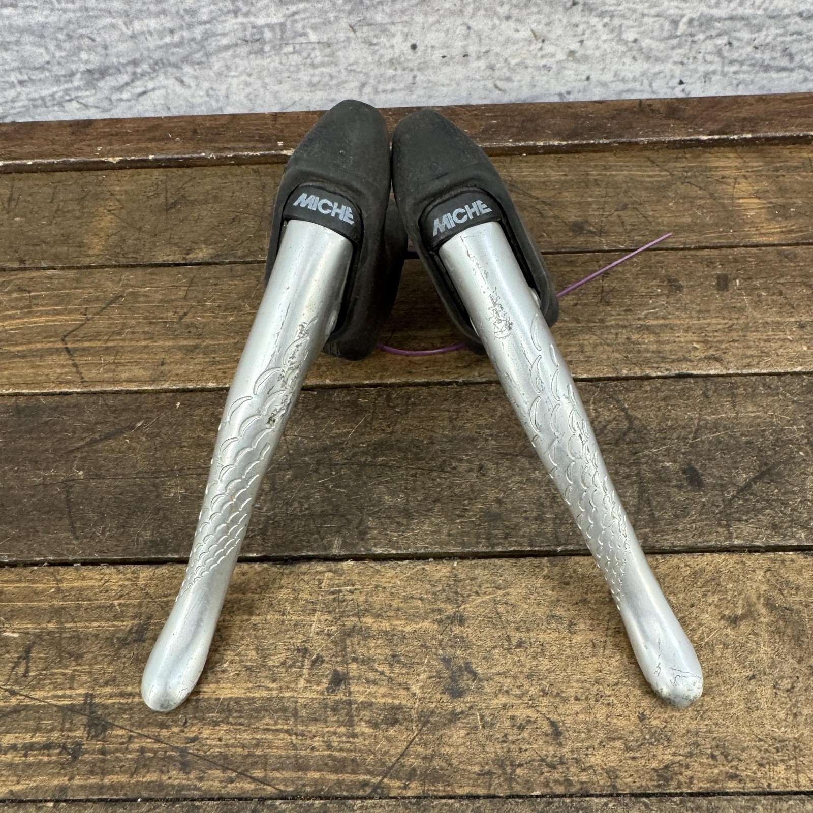 Vintage Miche Brake Levers Pair Aero 23.8mm Engraved Drop Bar Road Bike Italy