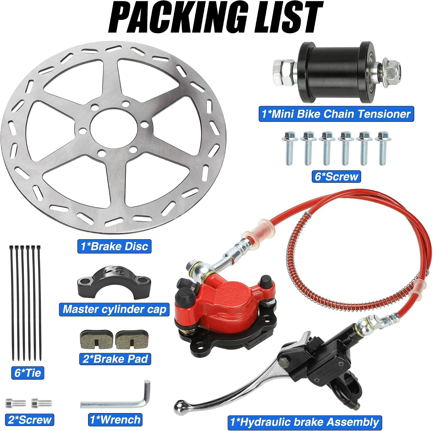 Mini Bike Hydraulic Brake Kit with 180Mm Mini Bike Rear Disc Brake Rotor Replace