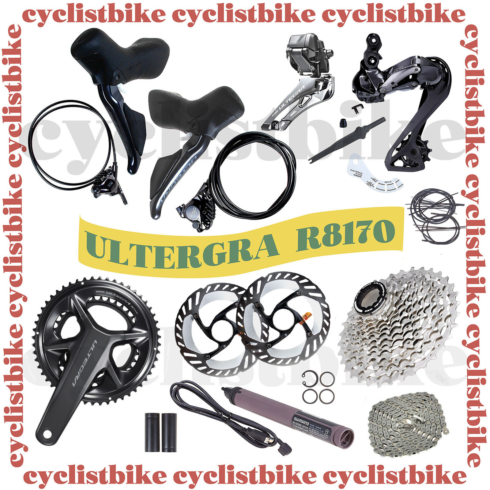 NEW SHIMANO ULTEGRA Di2 R8170 Full Disc Brake groupset 12 Speed w/Crankset