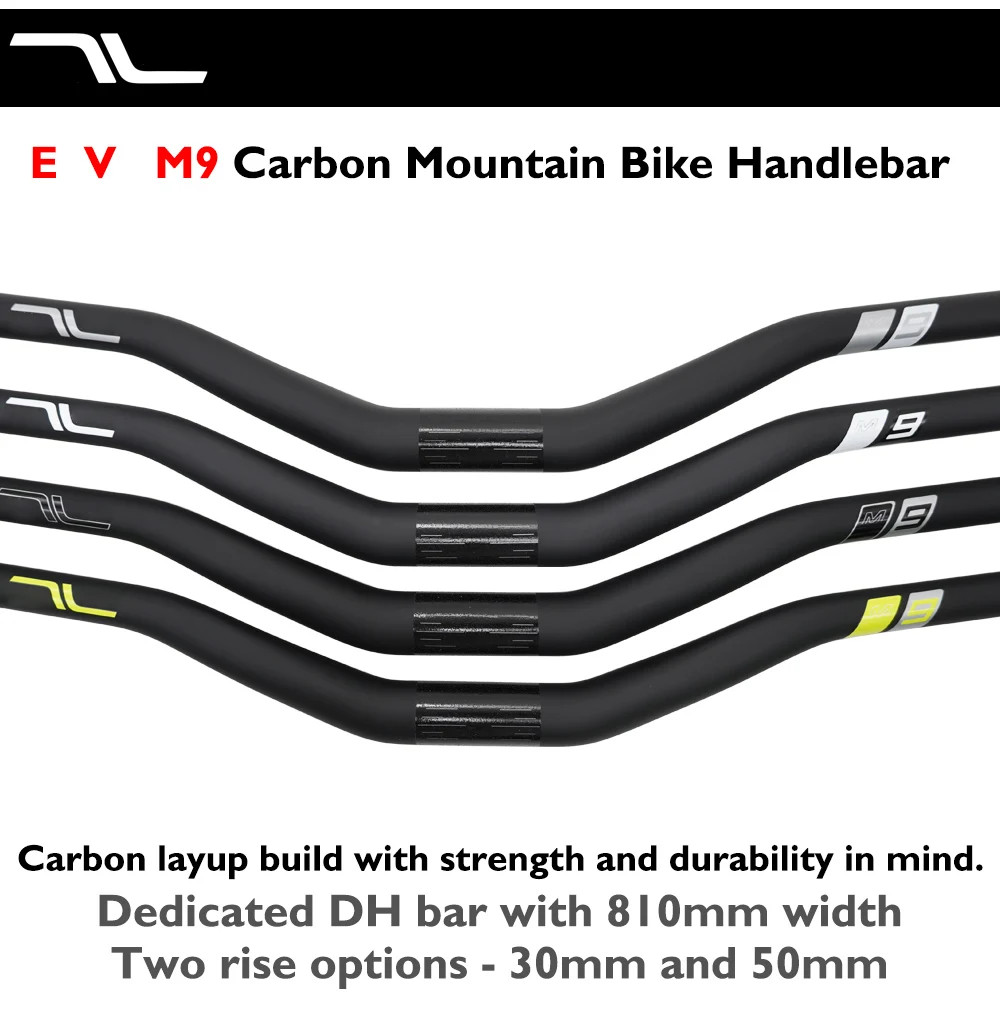 Carbon Mountain Bike Handlebar 31.8mm Clamp 780-800mm 30/50mm Rise 8 Sweep