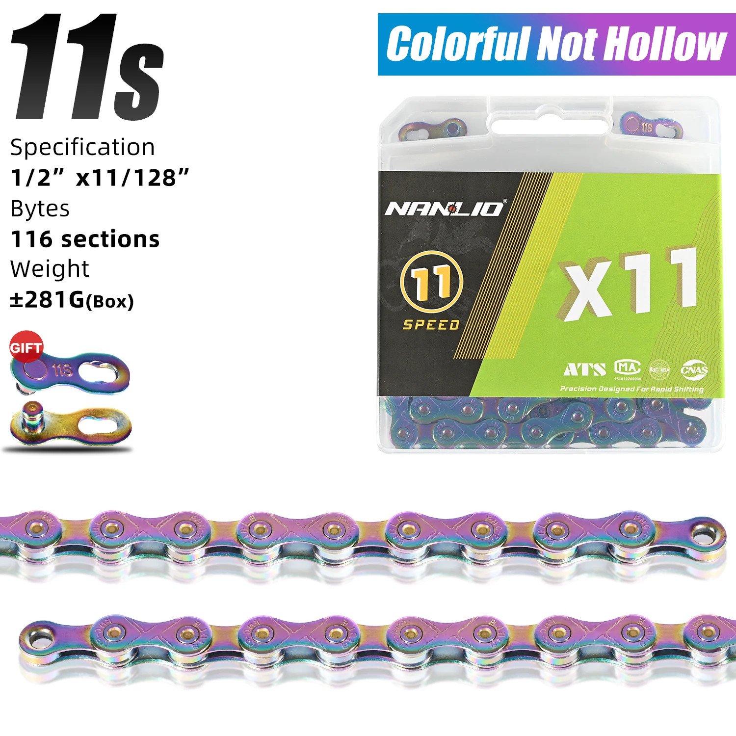 Nanlio X8 X9 X10 X11 X12 Speed Bike Chain 116/126L MTB Road Bicycle Chain