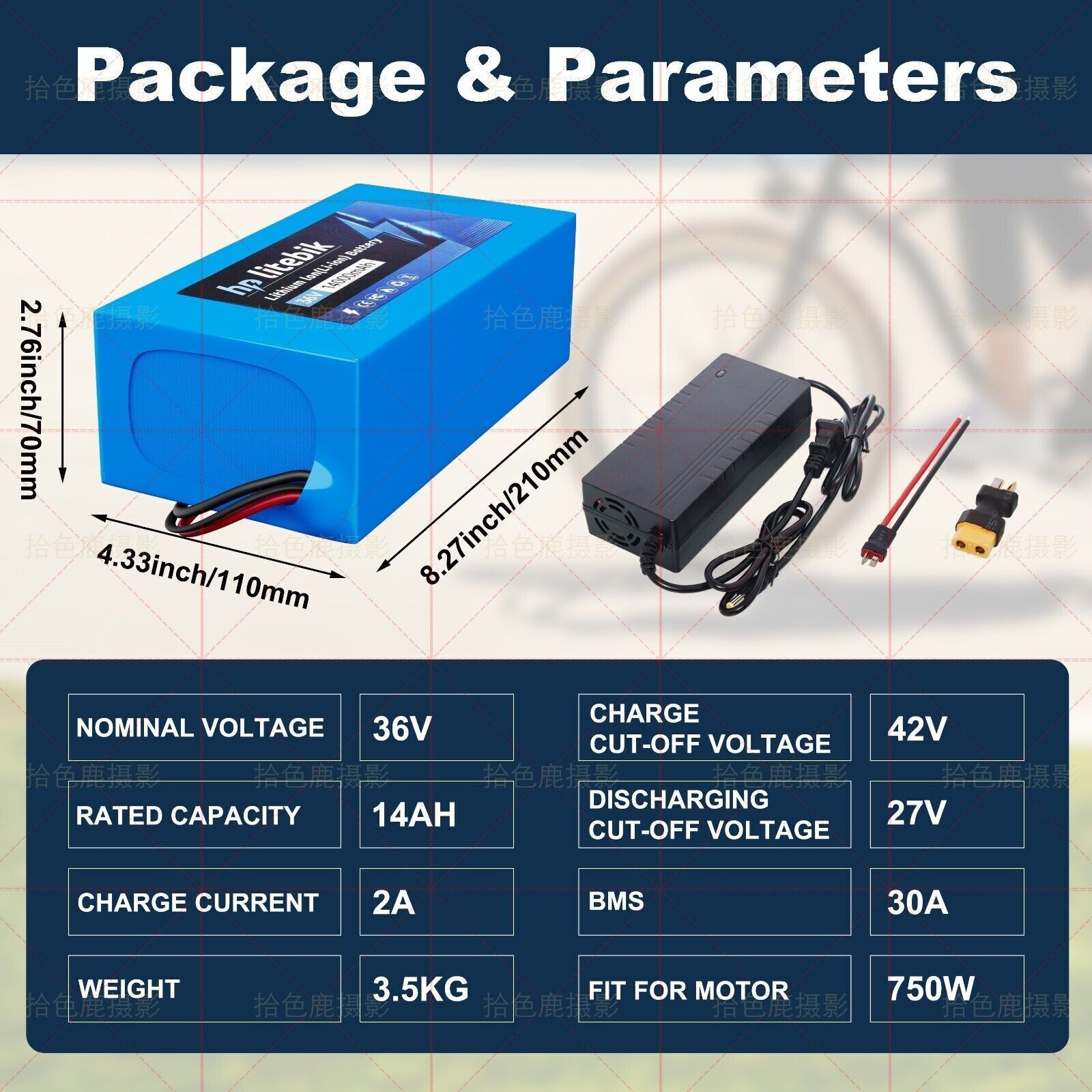 36V 14Ah Lithium ion E-bike Battery w/ 30A BMS 0-1000W Electric Scooter Bike NEW