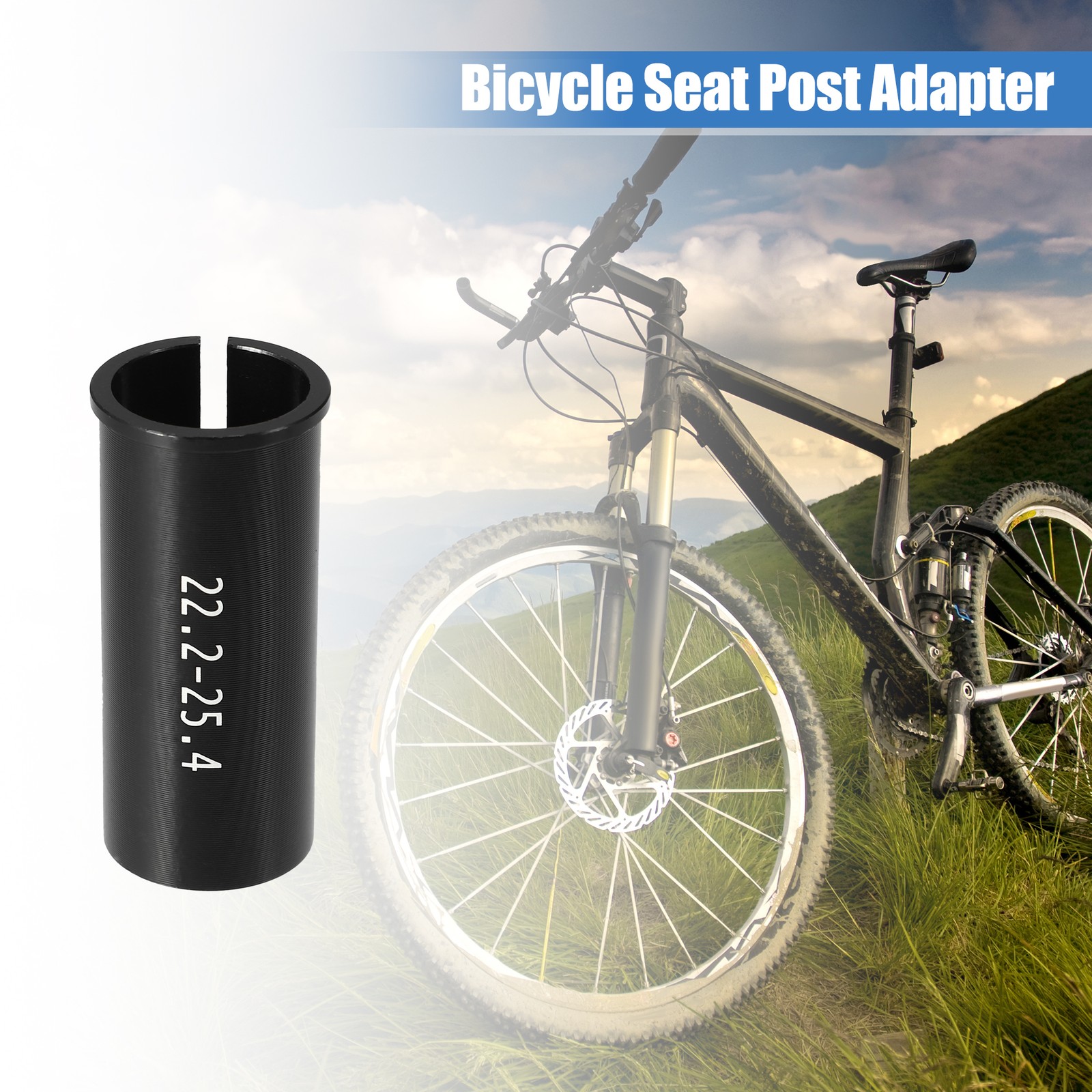 2 Pcs 22.2mm to 25.4mm Bicycle Seat Post Tube Adapter Reducing Sleeve Black