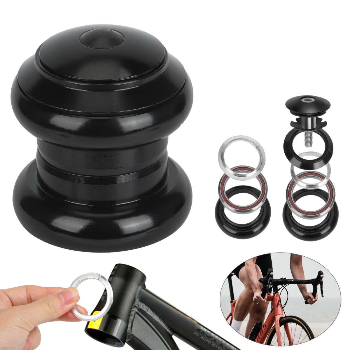 34mm 1-1/8″ Threadless Ball External Bearing Headset for 28.6mm Fork MTB Bicycle