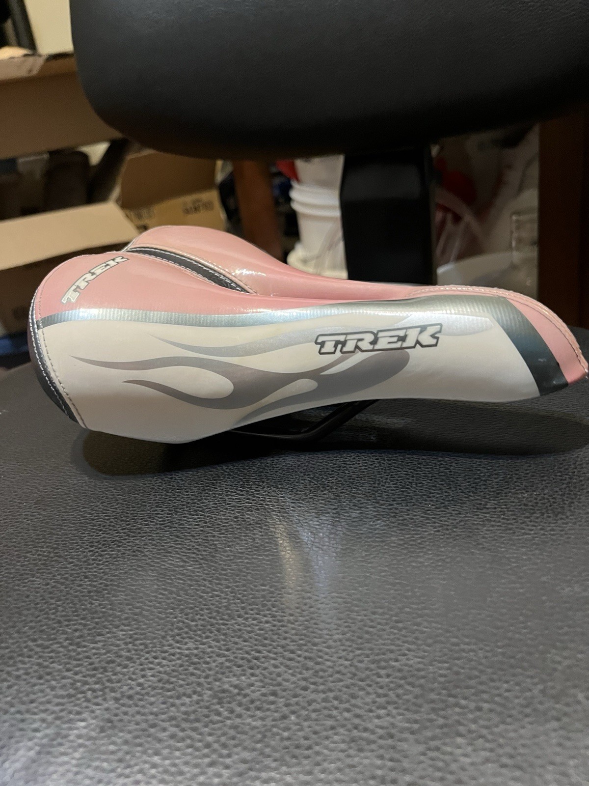 Trek Padded Bike Saddle 9in.x6in.x2.5 in. Pink White Silver Urban BMX Freestyle