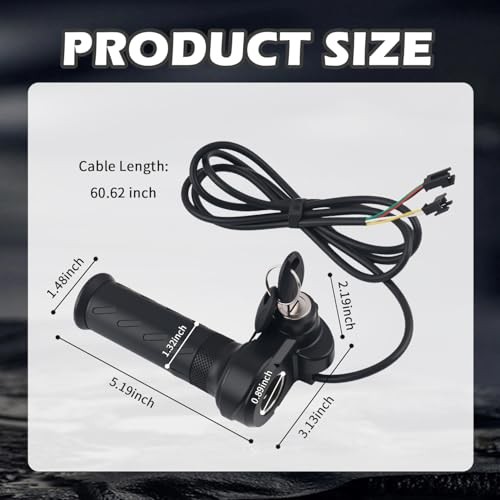 Full Twist Throttle Ebike Grip with 2 Keys,Rubber Ebike Throttle for Speed