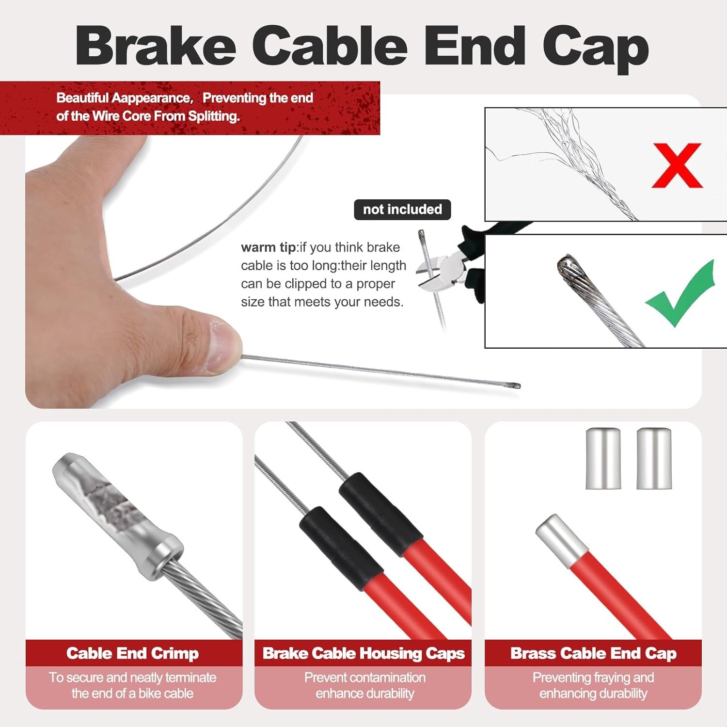 Premium BMX Bike Gyro Brake Cables Front + Rear As shown in the figure, Red