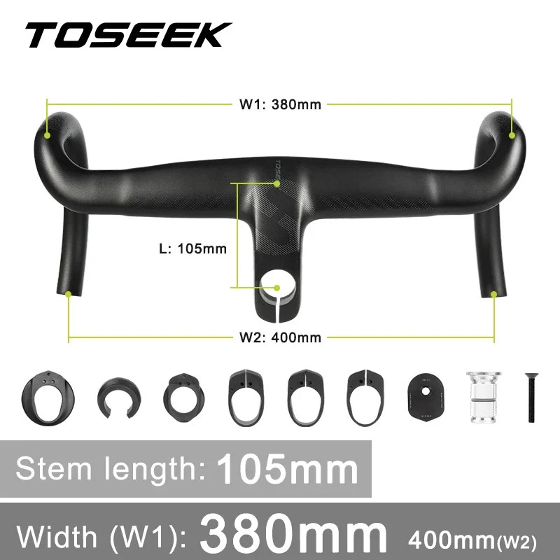 Road Bike Carbon Integrated Handlebar DI2 Full Internal Cable Routing Bent Bar