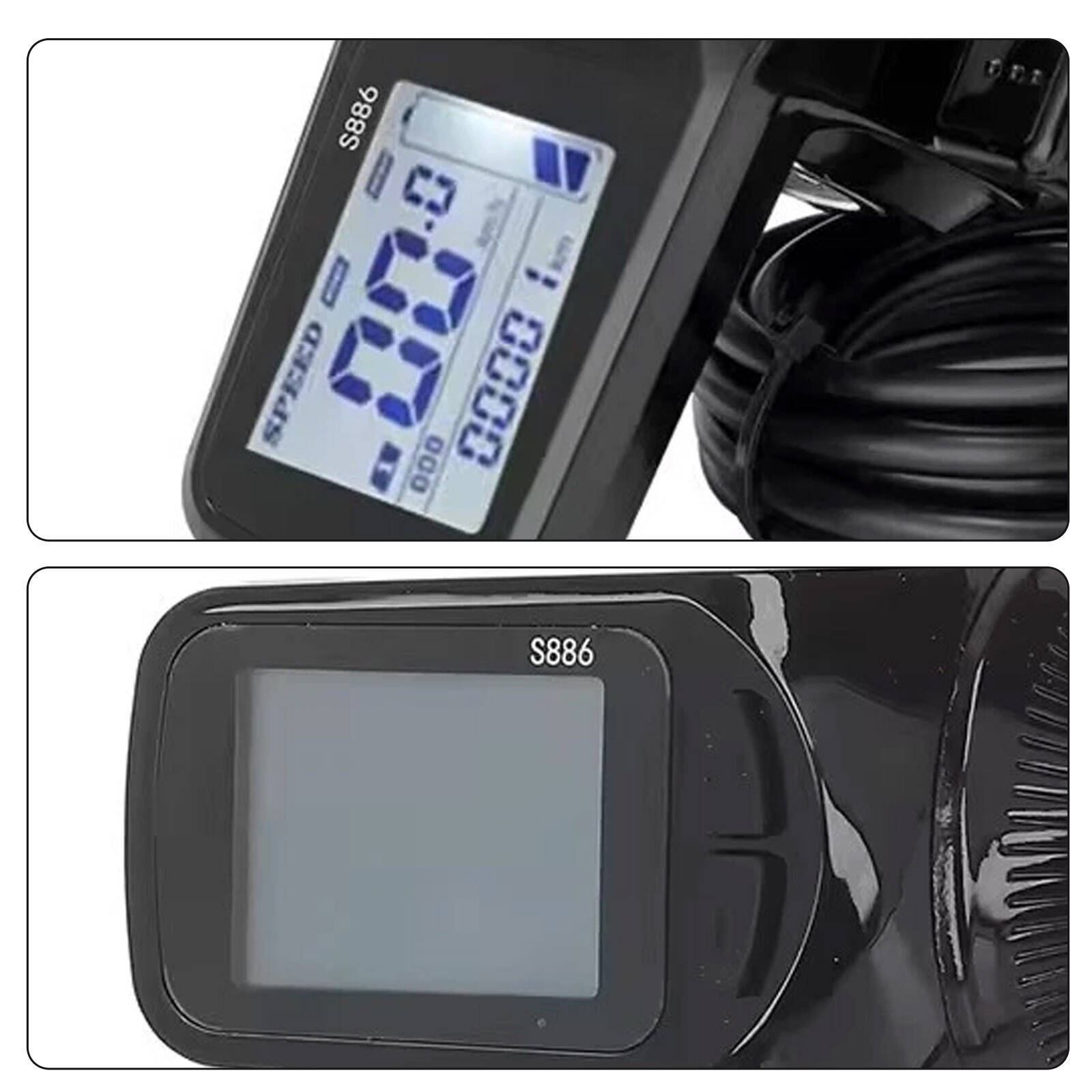 24V 36V 48V S886 E-Bike 2 in 1 LCD Speed Meter Thumb Power Throttle Display