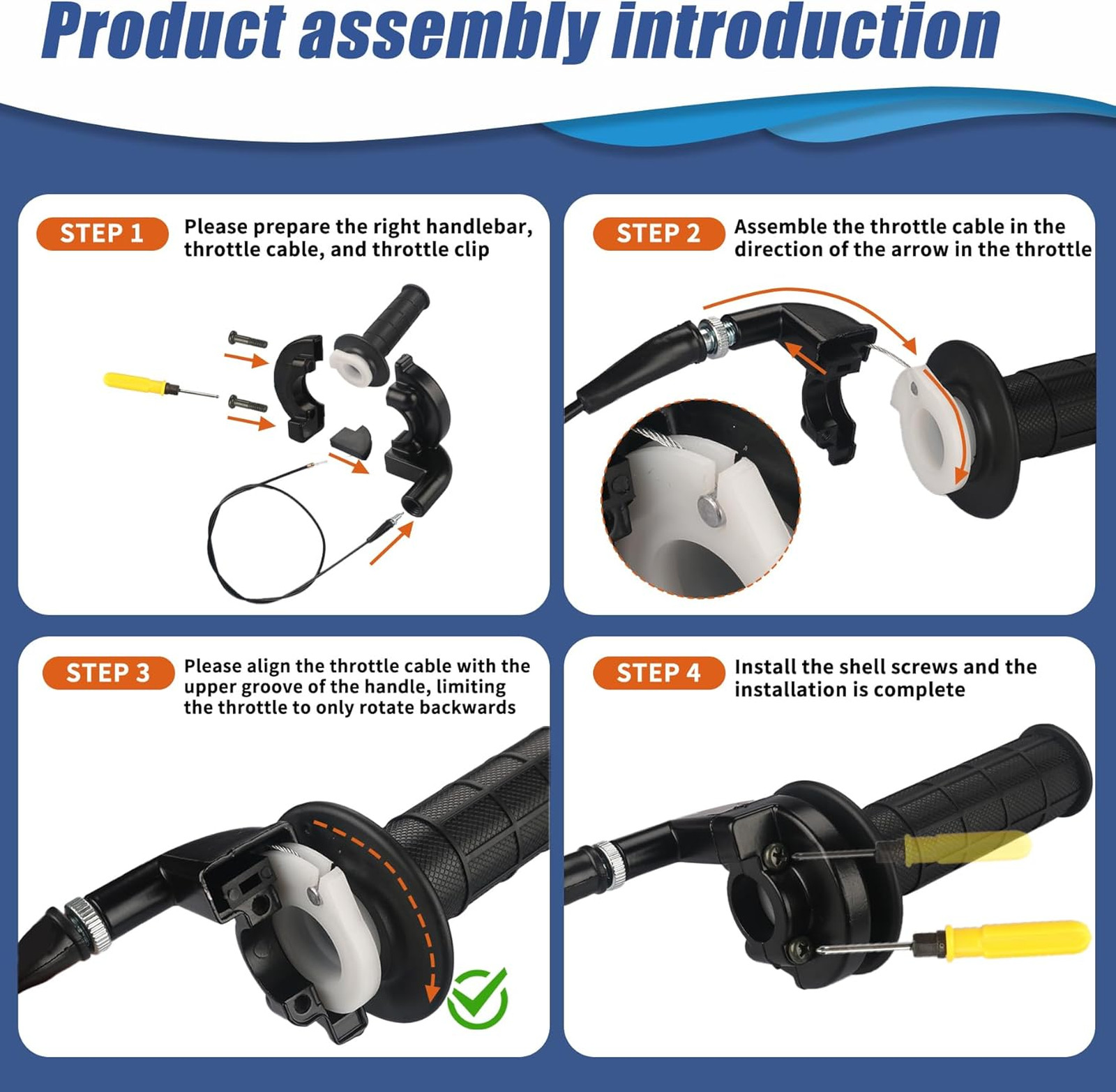 Brake Lever Cable Kit for Dirt Bike Motorcycle Clutch Throttle Handle Grips 7/8