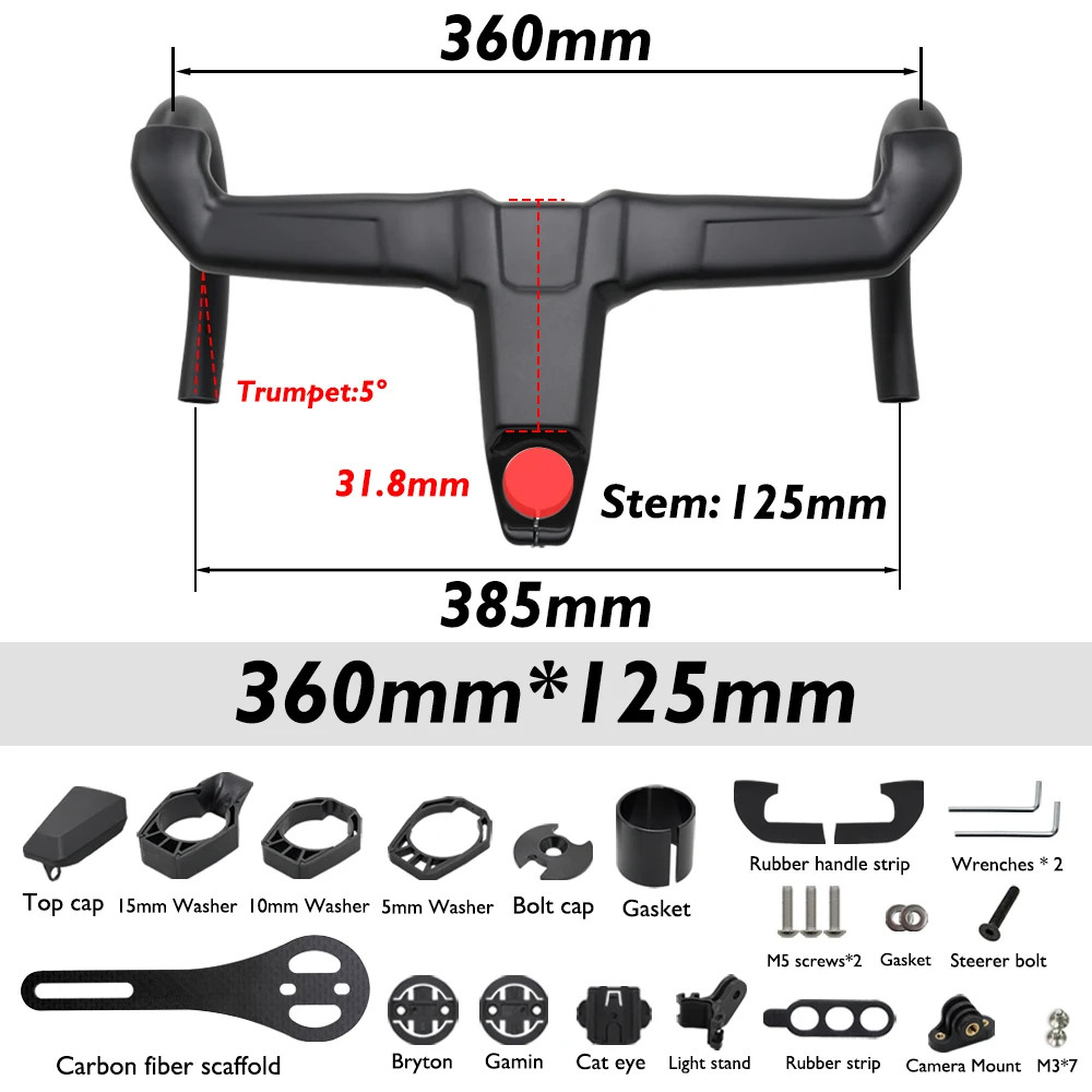 Integrated Carbon Aero Road Drop Handlebar Comfort Wide Stem for Road Bike