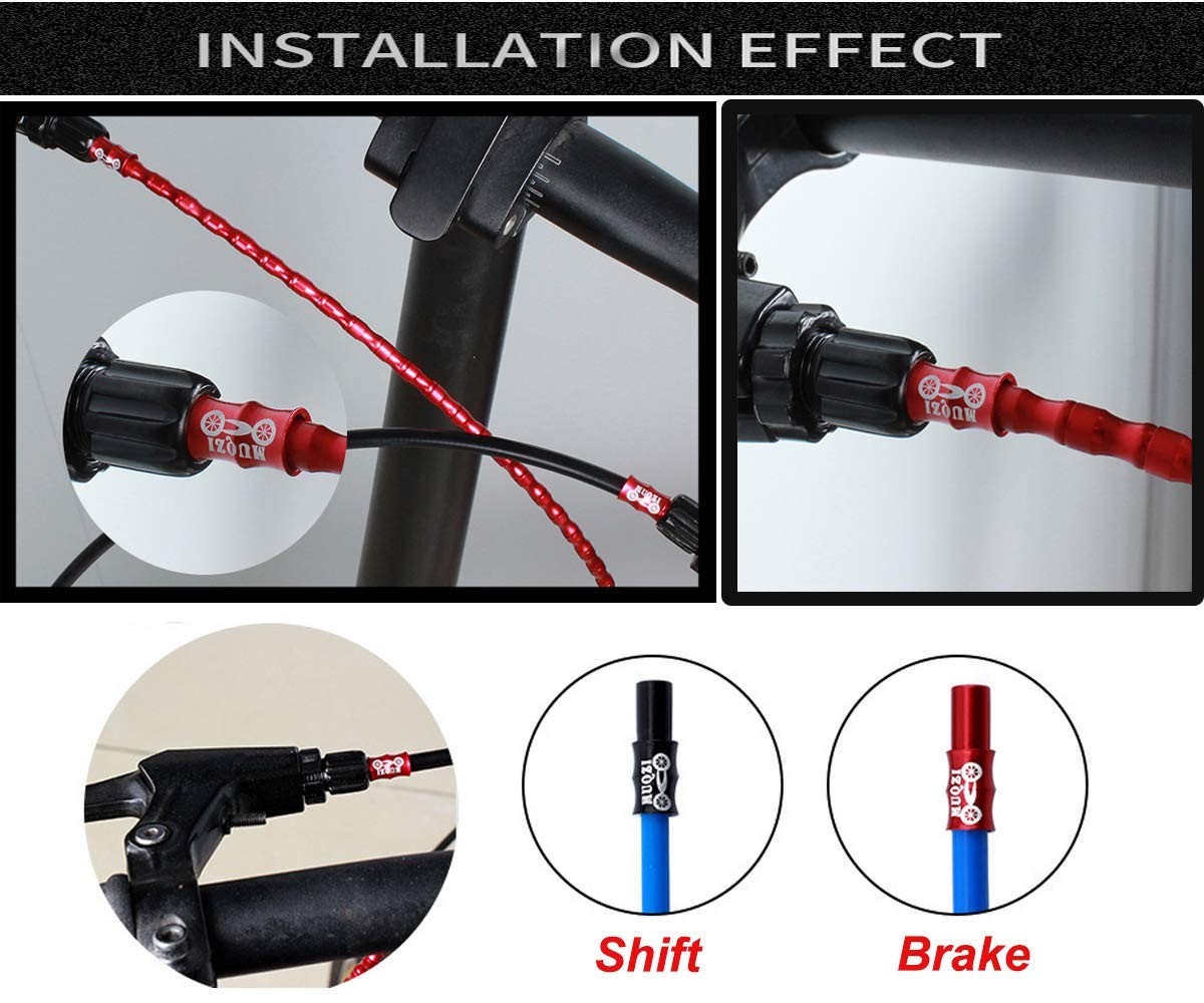 Bicycle Brake Cable End Caps Alloy Wire Crimps Ferrules Red Black 20 PCS