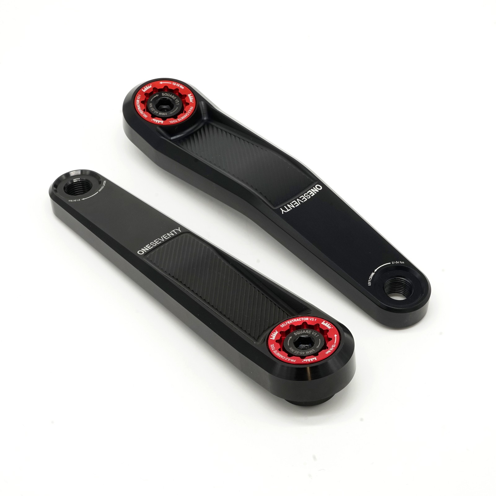 Buzz Bar Ebike Cranks – Left Offset Square Drive 170mm – Black-Red V3.1