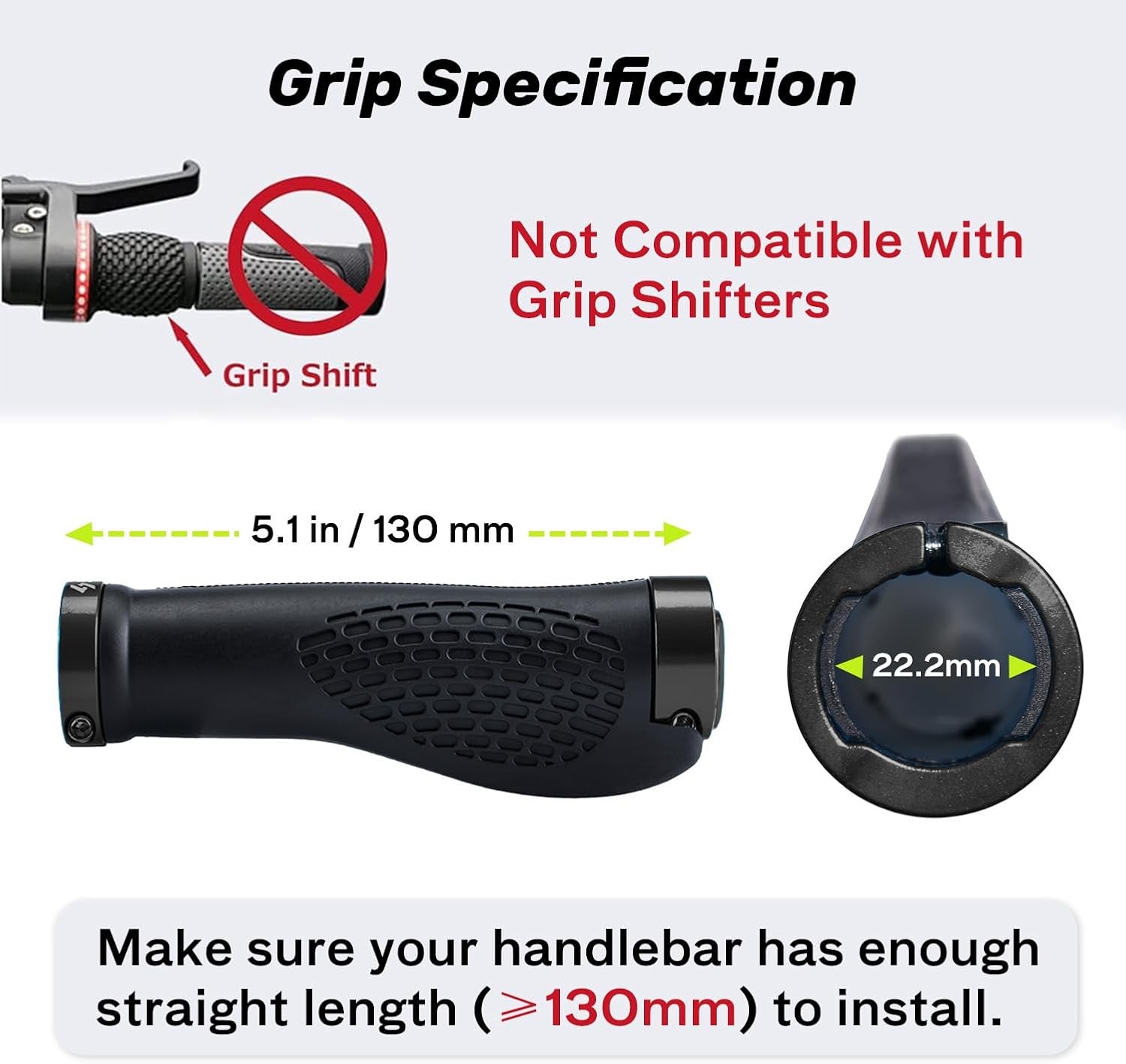 SAPLIZE Black Bike Handlebar Grips Aluminum Lock-On MTB BMX Scooter Ergonomic