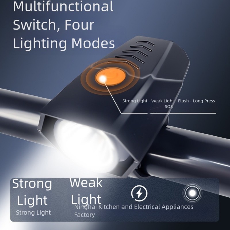 Rechargeable Bike Headlight USB Power IPX5 Waterproof 500 Meter Beam Four Modes