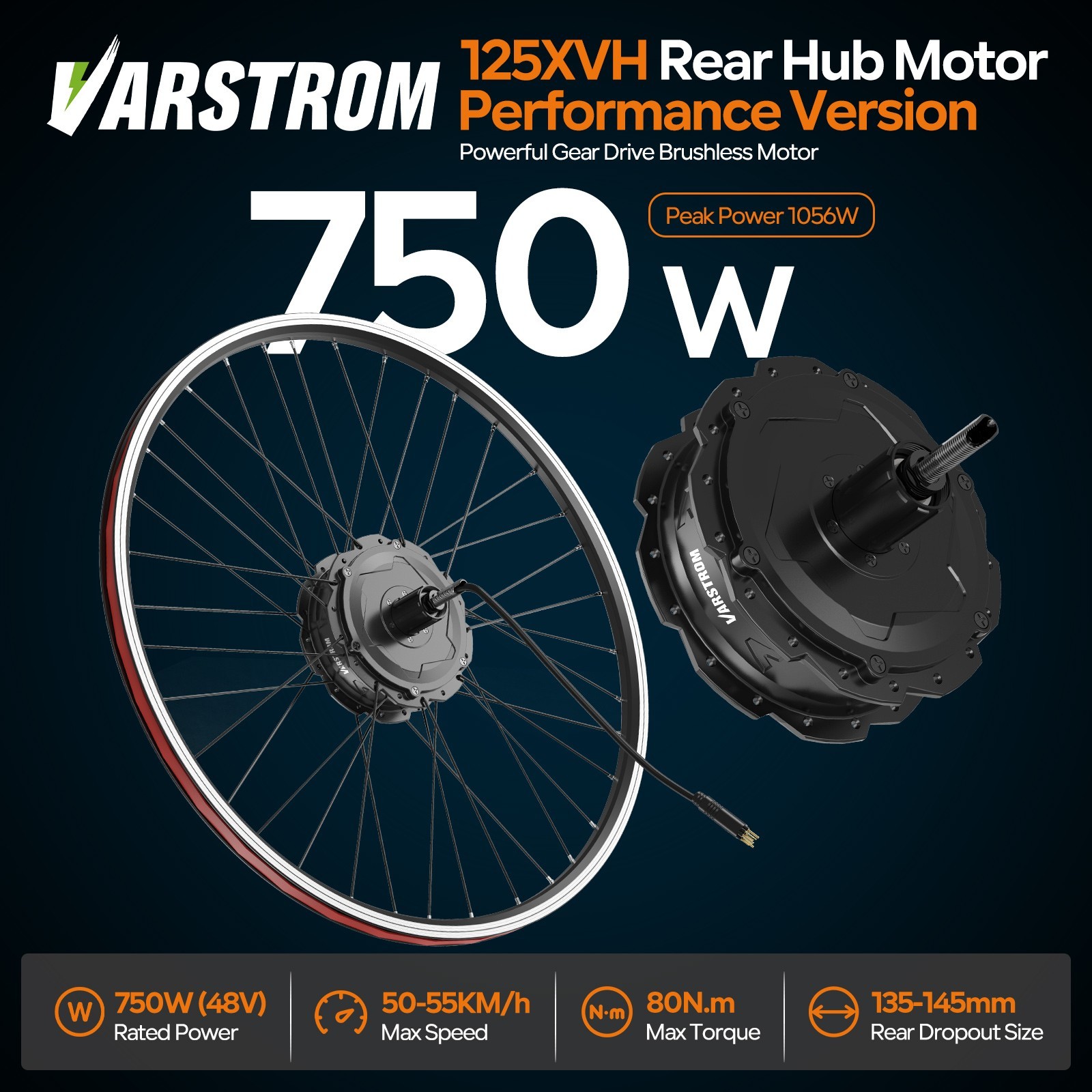 48V 750W Rear Hub Motor Kit Electric Bike Conversion Kit for 26″27.5″700C Wheel