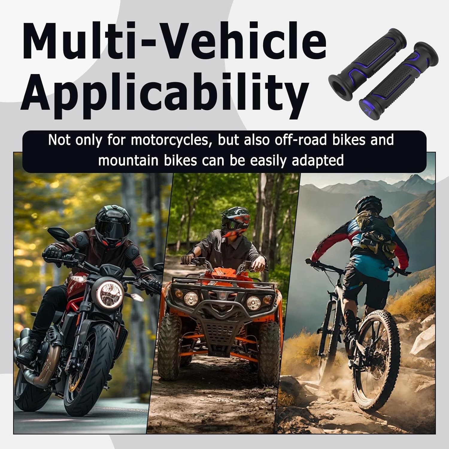 Cool Anti-Slip Dirt Bike Grips, ID 25mm 1″ & 22mm 7/8″ Motorcycle Color: Blue