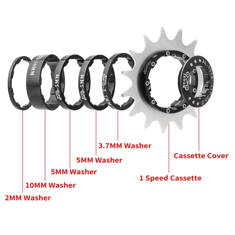 Single Speed Cassette Cog 12T-22T Bike Conversion Sprocket Gear Kit