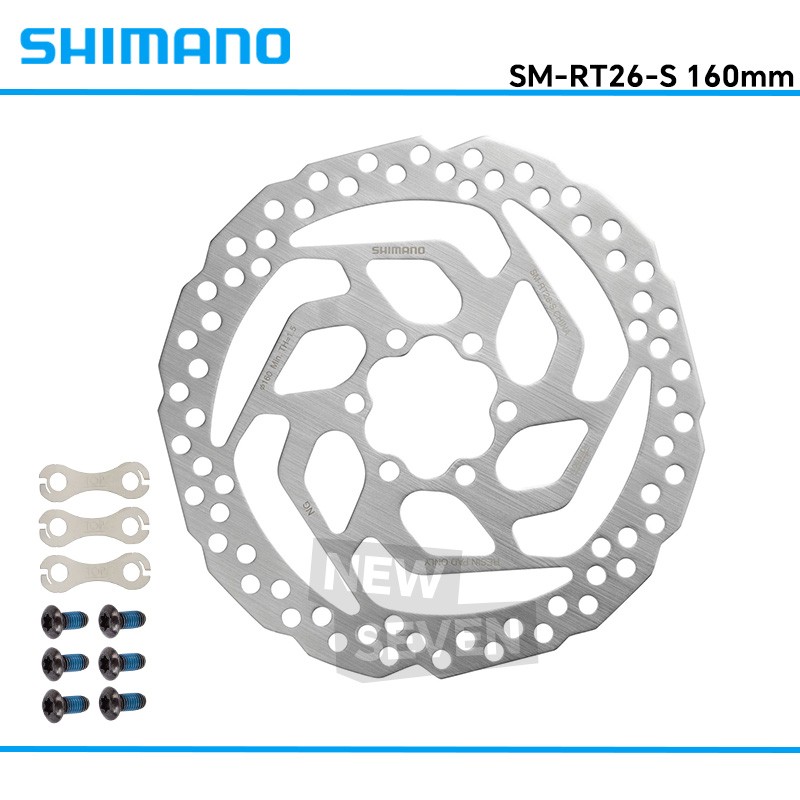 1/2pcs Shimano SM-RT26-S 160mm 6-Bolts Disc Brake Rotor w/ Bolts Washers Resin