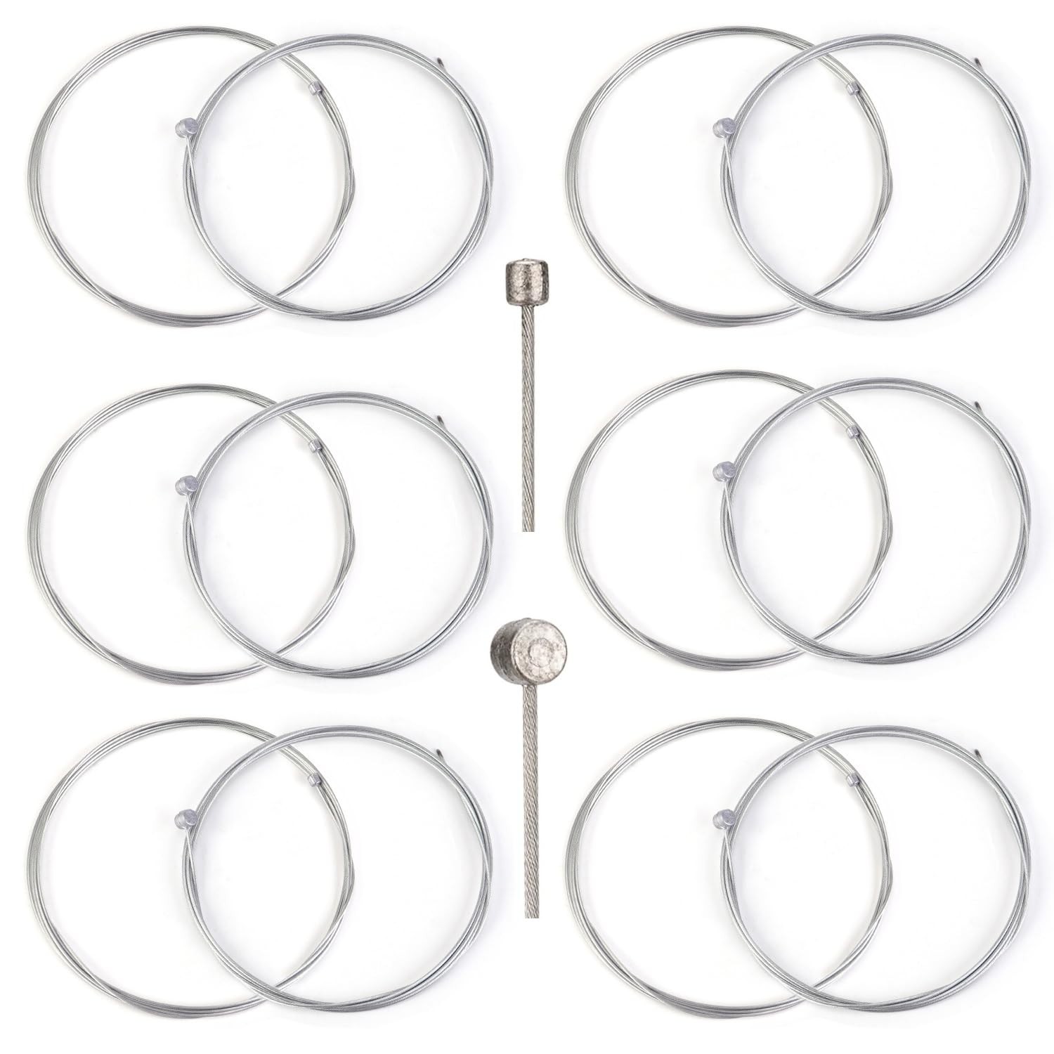 SquEqu 12 Pack Bike Brake Cable: 1800mm；Shift 2100mm, Silver