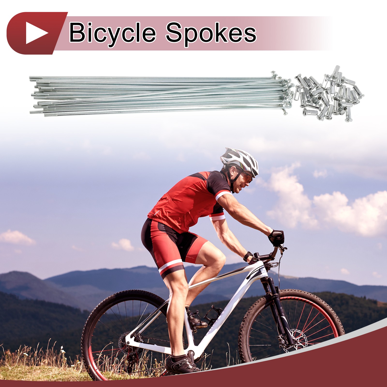 12G Bicycle Spoke 243 mm Bike Wheel Spoke Carbon Steel Galvanized Silver Tone