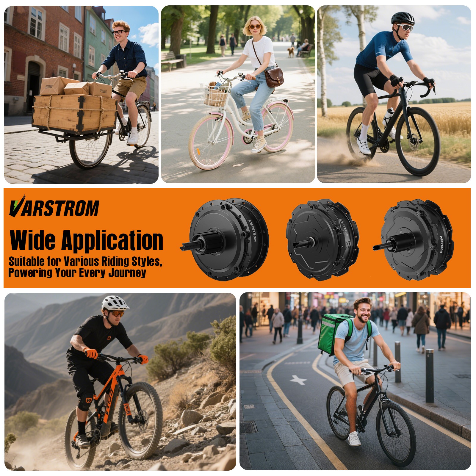 48V500W Front Wheel Hub Motor 20”26”27.5″700C V brake EBike Conversion Kits US