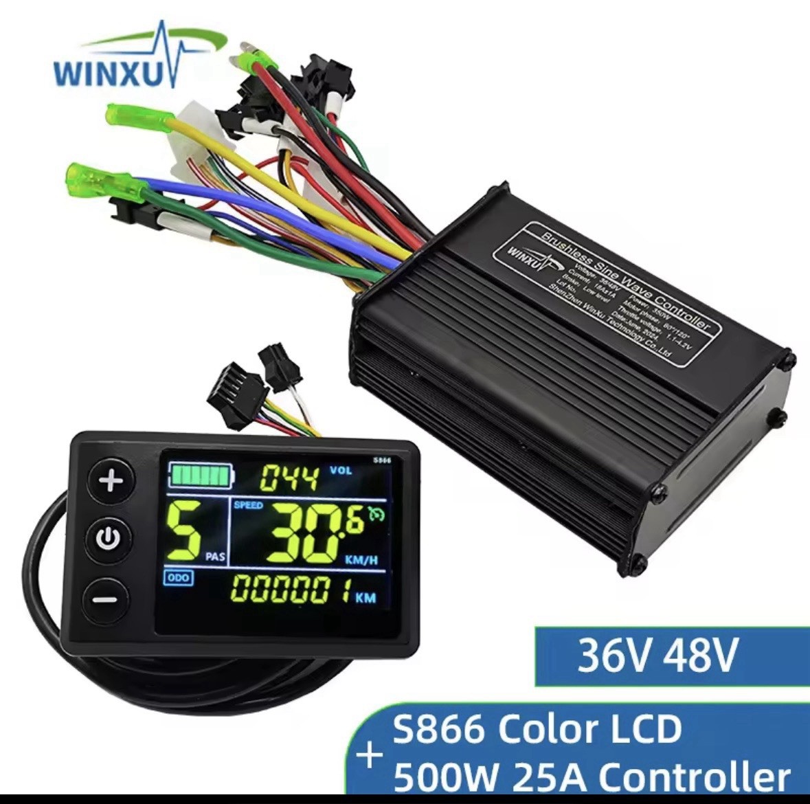 Universal Controller E-bike E Scooter 500W 25A Controller, 36V/48V Throttle