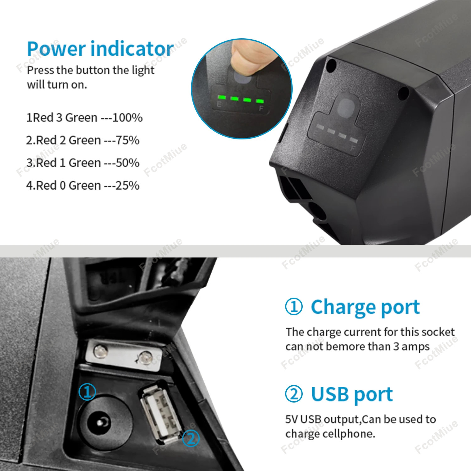 Reention Dorado Ebike Battery 60V 20Ah w/Charger for Wired Freedom Electric Bike