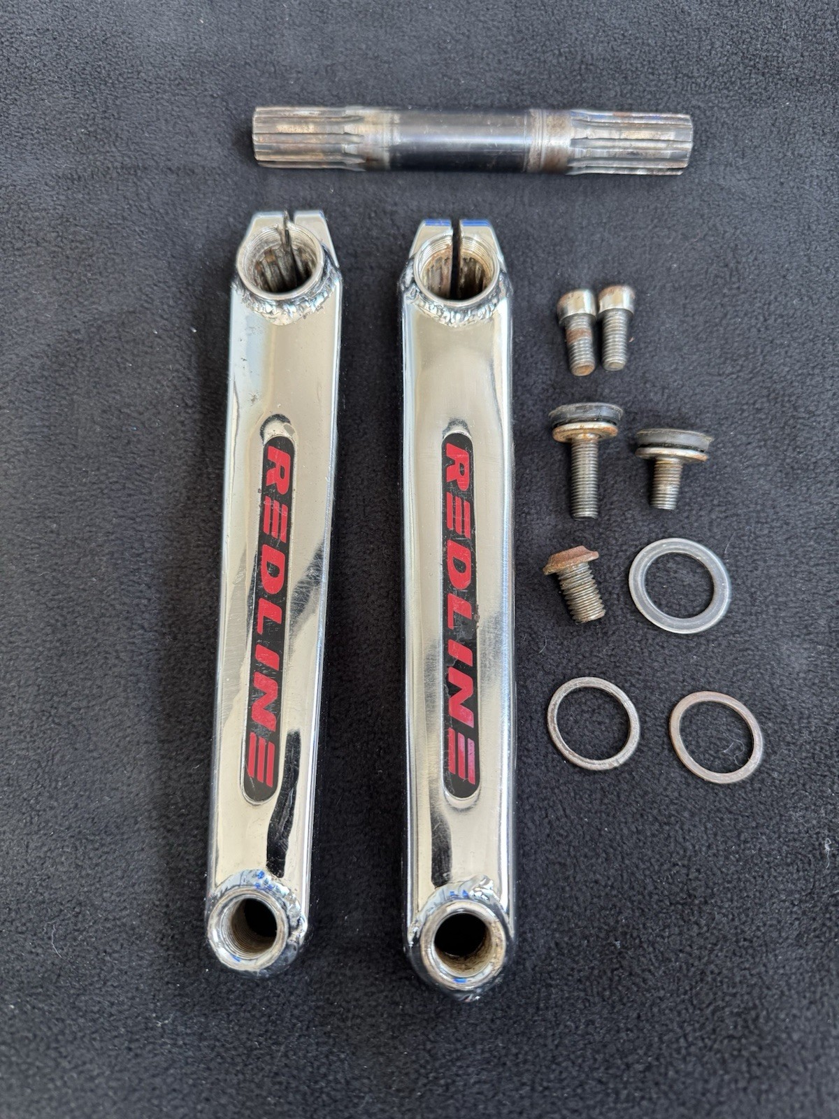 REDLINE PROLINE Chrome BMX Cranks Vintage 180mm Single Pinch 10 Spline
