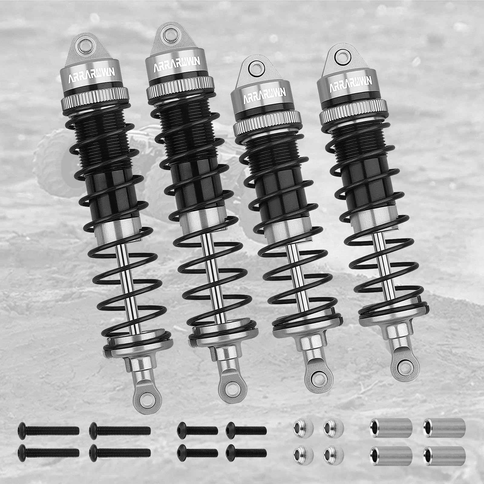 4PCS RC Shock 1:10 Aluminum Front & Rear Shocks Set Gray Black 4Pcs F&R