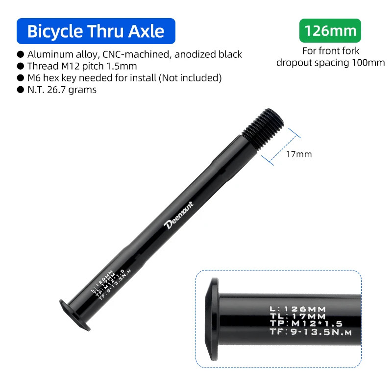 Lightweight Thru Axles M12*P1.5 L120-181Mm for Bike Front Rear Fork Dropout Spac