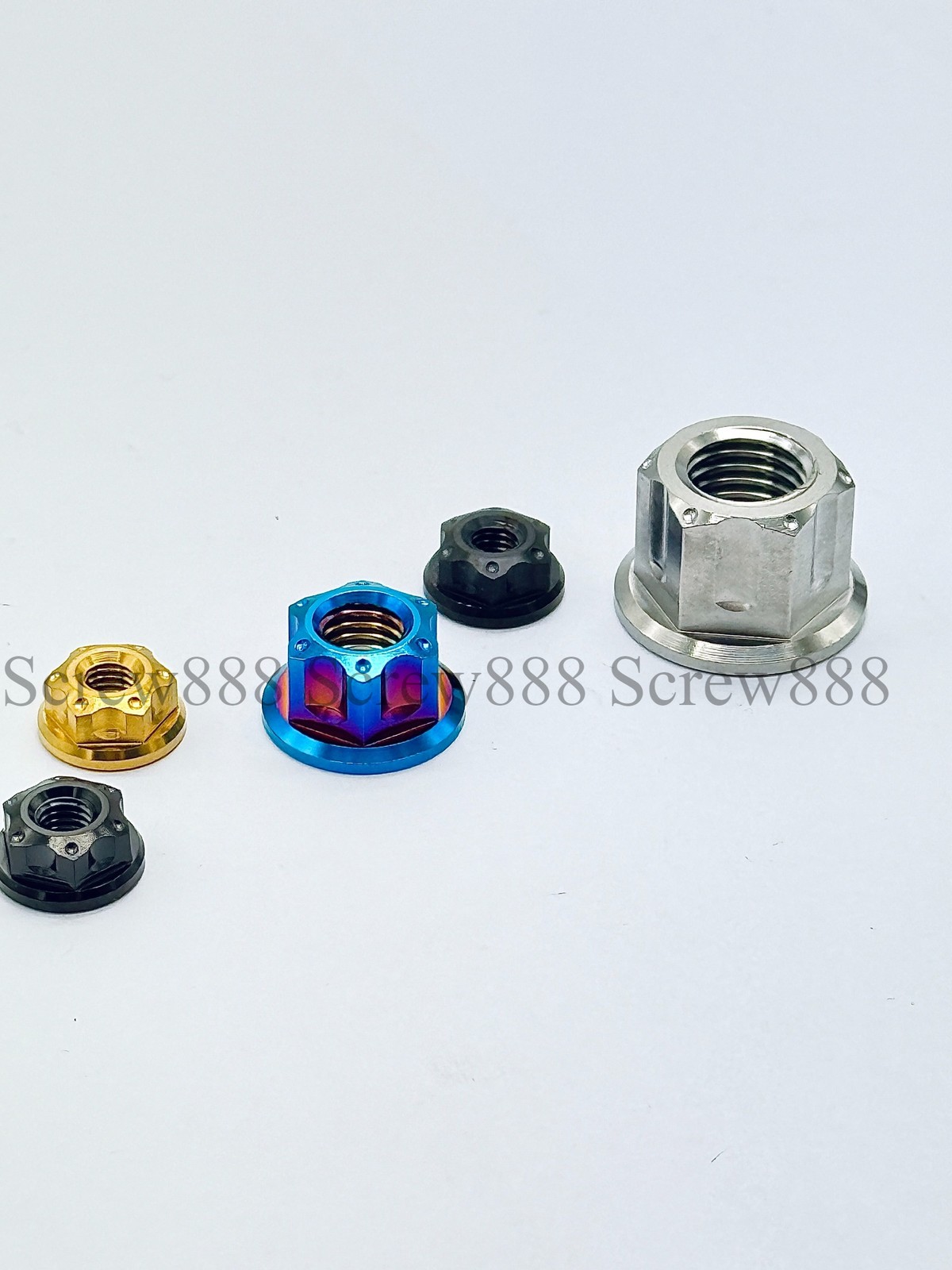 6pcs Titanium Nut M6 M8 M10 M12 M14 M16 Ti Flange Nuts for Motorcycle Rear Axle